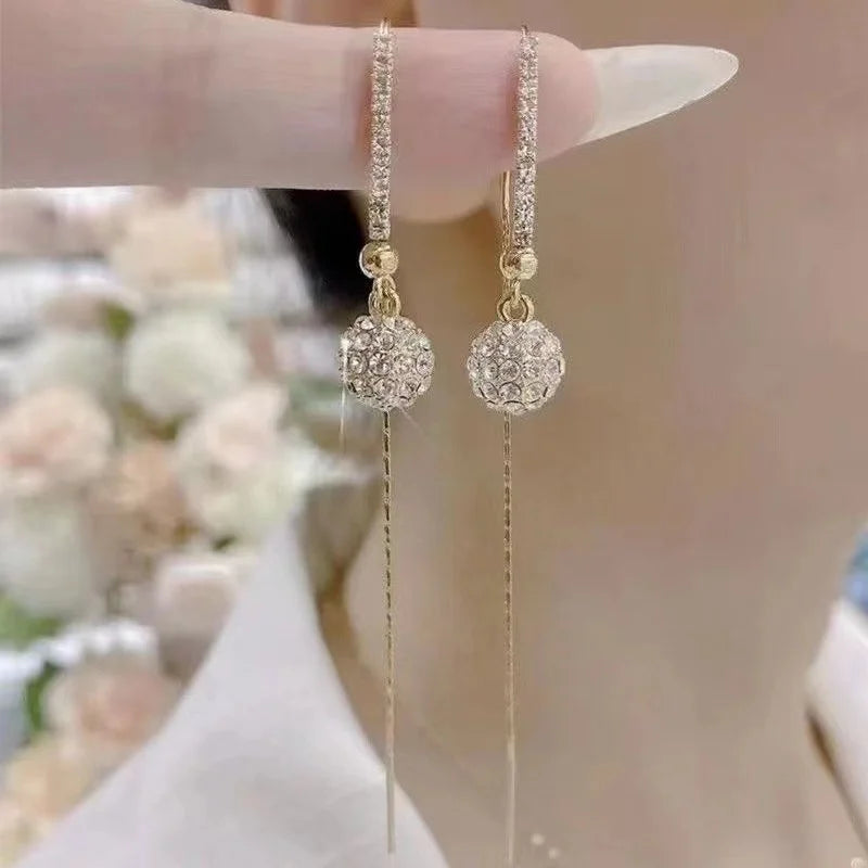 Women's Fashionable  Zircon Ball Pendant  Earrings